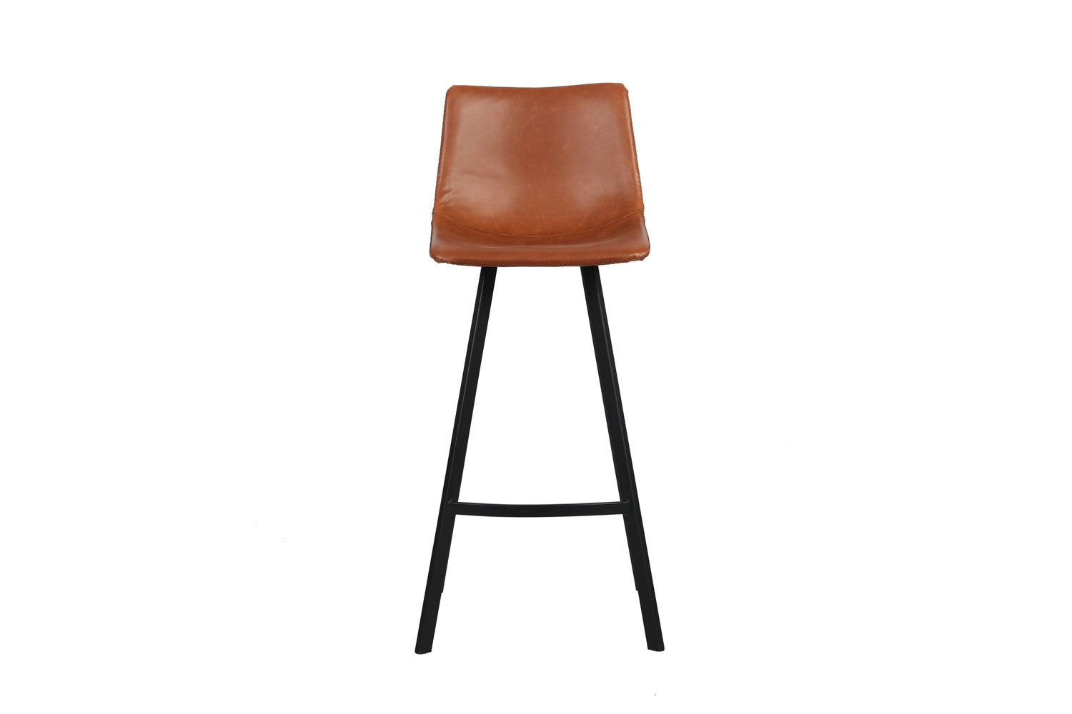 Mirello Barstoel - Cognac Leer met Metalen Onderstel